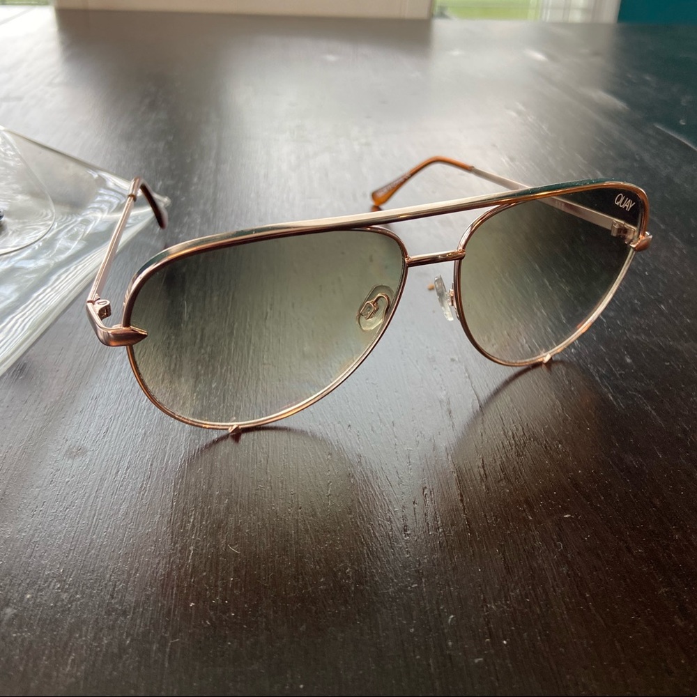 Quay X Desi High Key sunglasses in green fade